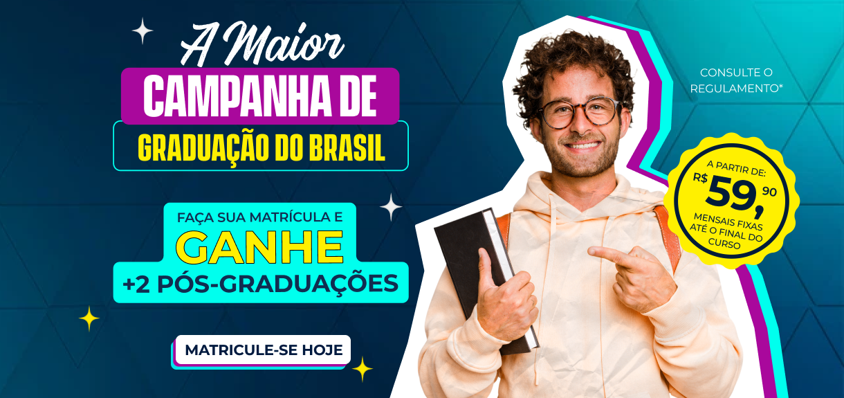 Graduação EAD Início imediato + 4 Cursos de Pós Grátis + 5 Cursos Livres Grátis + Matrícula Grátis